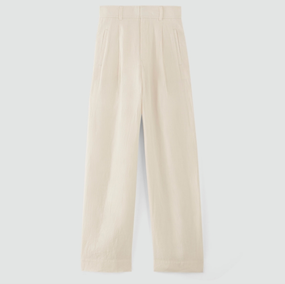 Everlane Linen Way High Wide Leg Pants in cream Size 10 - Picture 4 of 15